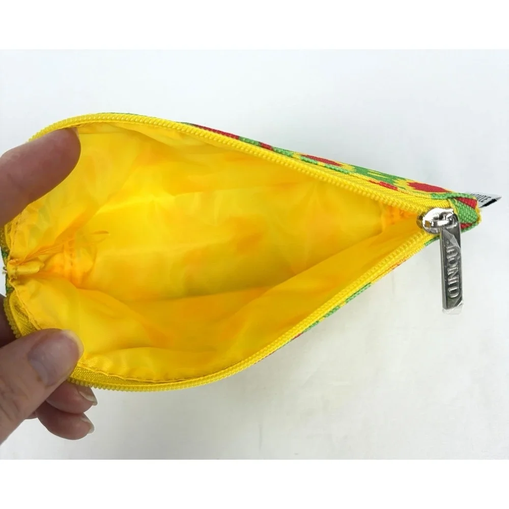 Clinique x Donald Robertson Sunflower Makeup Bag Green Yellow Red Zip Pouch New